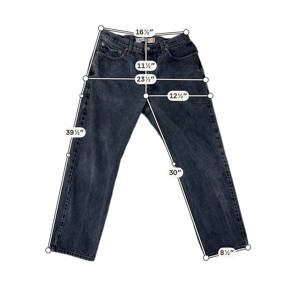 Levi's 505 Jeans Mens Regular Fit W36 L30 Black Straight Leg Denim Cotton Pants